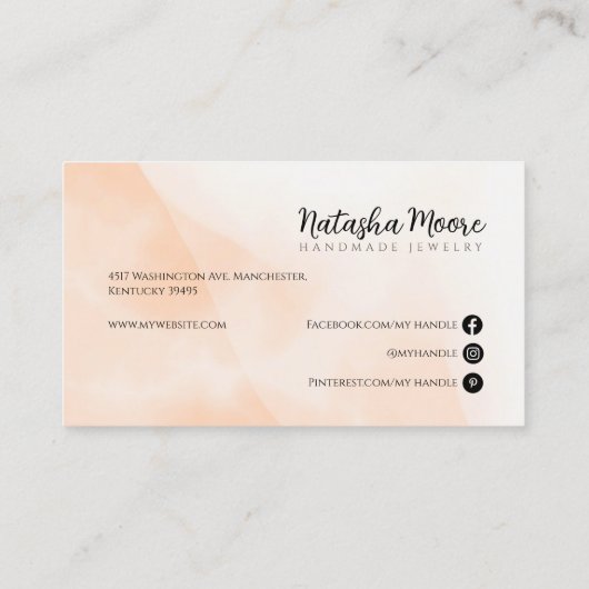 抽象芸術ミニマルシンプルライトオレンジの名刺 名刺 (裏面)