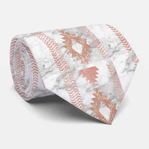 抽象芸術ミニマルバラ金ゴールドアステカ白大理石 ネクタイ