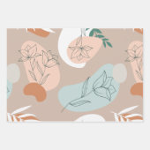 抽象芸術ミニマルパステルラインアート ラッピングペーパーシート (正面3)