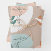 抽象芸術ミニマルパステルラインアート ラッピングペーパーシート (インサイチュ)