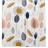 抽象芸術ミニマルボホパステルベージュリーフシンプルズ シャワーカーテン (正面)