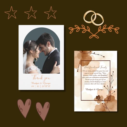 抽象芸術ミニマルモダン結婚ボホ サンキューカード