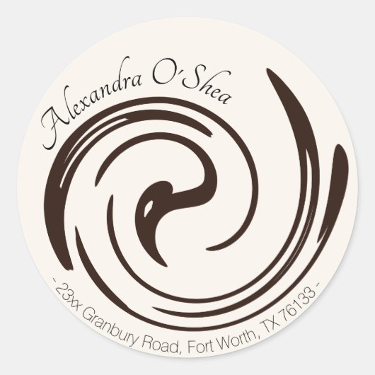 抽象芸術ミニマル差出人住所封筒用シール ラウンドシール (正面)