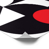 抽象芸術ミニマル幾何学的白黒と赤いパット ポスター (角)