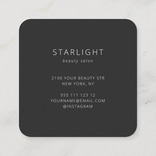 抽象芸術ミニマル美しいサロン名刺 スクエア名刺 (裏面)