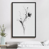抽象芸術ミニマル黒インクフラワーイラストレーション ポスター