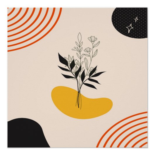 抽象芸術ミニマ葉リスト ポスター (正面)