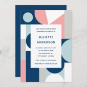 抽象芸術ミニモダンマリ航海のスト・ベビーシャワー 招待状 (正面/裏面)