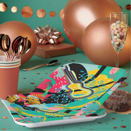 抽象芸術ミュージカルブレンド ペーパープレート (複数)