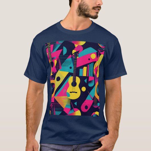 抽象芸術ミュージカル楽器イラスト Tシャツ (正面)