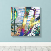 抽象芸術ミュージックアートコラージュ – 混合メディア#1 キャンバスプリント (インサイチュ (ウッドフロア))