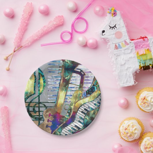 抽象芸術ミュージックアートコラージュ – 混合メディア#1 ペーパープレート (パーティー)