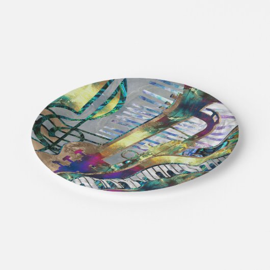 抽象芸術ミュージックアートコラージュ – 混合メディア#1 ペーパープレート (アングル)