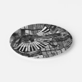 抽象芸術ミュージックアート – グレースケール混合質感 ペーパープレート (アングル)