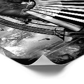 抽象芸術ミュージックアート – グレースケール混合質感 ポスター (角)