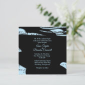 抽象芸術ミュージックテーマ結婚式招待状ブルー 招待状 (スタンド正面)