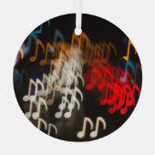 抽象芸術ミュージックノート:ライト《写真》ぼけ味背景 ガラスオーナメント (裏面)