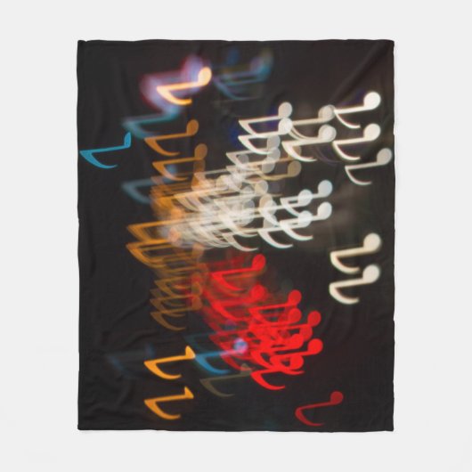 抽象芸術ミュージックノート：ライト《写真》ぼけ味背景 フリースブランケット (正面)