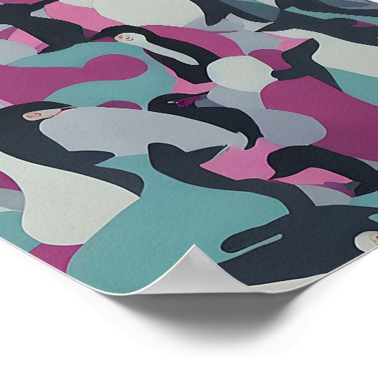 抽象芸術ミュートされたトーンペンギン ポスター (角)