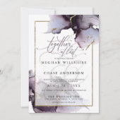 抽象芸術ミュートアメジストヘザー結婚パープルのInv 招待状 (正面)