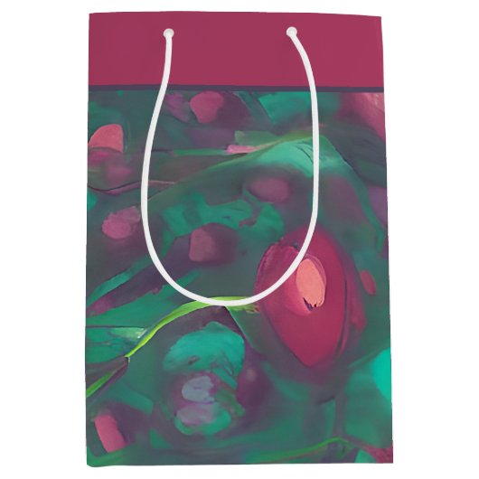 抽象芸術ミュート赤いバラ中抱き枕 ミディアムペーパーバッグ (正面)