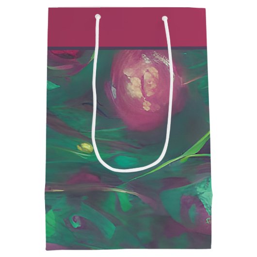 抽象芸術ミュート赤いバラ中抱き枕 ミディアムペーパーバッグ (裏面)