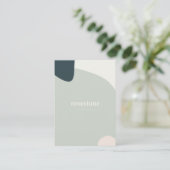 抽象芸術ミントグリーンモダンティール（緑がかった色）パステルピンクシェイプ 名刺 (スタンド正面)