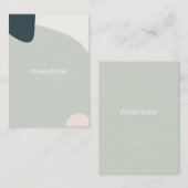 抽象芸術ミントグリーンモダンティール（緑がかった色）パステルピンクシェイプ 名刺 (正面/裏面)