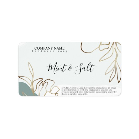 抽象芸術ミントグリーン天然石鹸ラベル ラベル (正面)