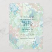 抽象芸術ミントブルーウォーターカラースプラッシュ誕生日 招待状 (正面/裏面)