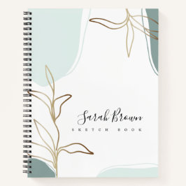 抽象芸術ミント・アンド・モス・グリーン・スケッチブック ノートブック