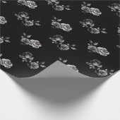 抽象芸術ムーディバラブラックフローラルパターン ラッピングペーパー (角)