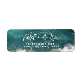 抽象芸術ムーディ海差出人住所ラベル ラベル