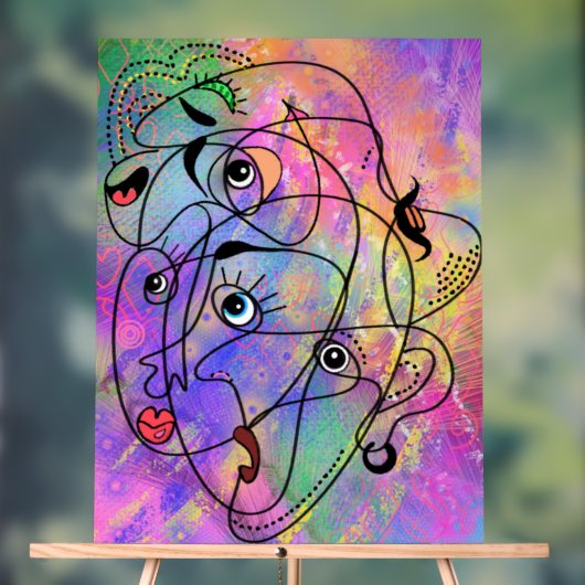 抽象芸術ムード顔アートアクリルサイン アクリルサイン (ニュートラル)