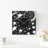 抽象芸術ムーンアンドスターズ スクエア壁時計 (ホーム)
