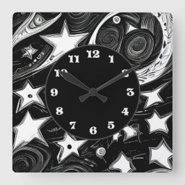 抽象芸術ムーンアンドスターズ スクエア壁時計