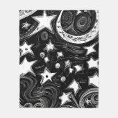 抽象芸術ムーンアンドスターズ フリースブランケット (正面)
