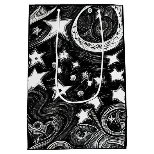 抽象芸術ムーンアンドスターズ ミディアムペーパーバッグ (裏面)