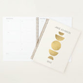 抽象芸術ムーンフェイズジオメトリアート金ゴールド/アイボリー プランナー手帳 (ディスプレー)