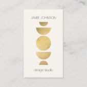 抽象芸術ムーンフェイズジオメトリアート金ゴールド/アイボリー 名刺 (正面)