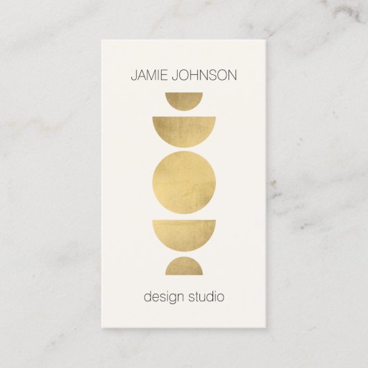 抽象芸術ムーンフェイズジオメトリアート金ゴールド/アイボリー 名刺 (正面)