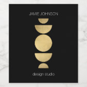 抽象芸術ムーンフェイズ幾何学的アート金ゴールド/黒 ワインラベル (シングルラベル)