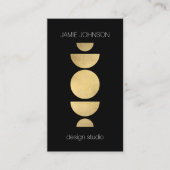 抽象芸術ムーンフェイズ幾何学的アート金ゴールド/黒 名刺 (正面)