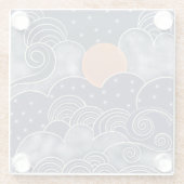 抽象芸術ムーンブルーの夜空 ガラスコースター (裏面)