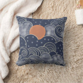 抽象芸術ムーンブルーの夜空 クッション (ブランケット)