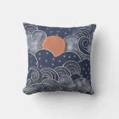 抽象芸術ムーンブルーの夜空 クッション (正面)