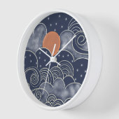抽象芸術ムーンブルーの夜空 壁時計 (傾斜)