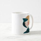 抽象芸術メスデザイン – レディーインブルーマグ コーヒーマグカップ (正面右)