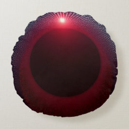 抽象芸術メタリックエコーチャンバー（赤い音波付き） ラウンドクッション