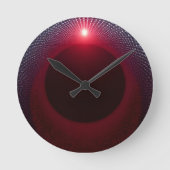 抽象芸術メタリックエコーチャンバー(赤い音波付き) ラウンド壁時計 (正面)